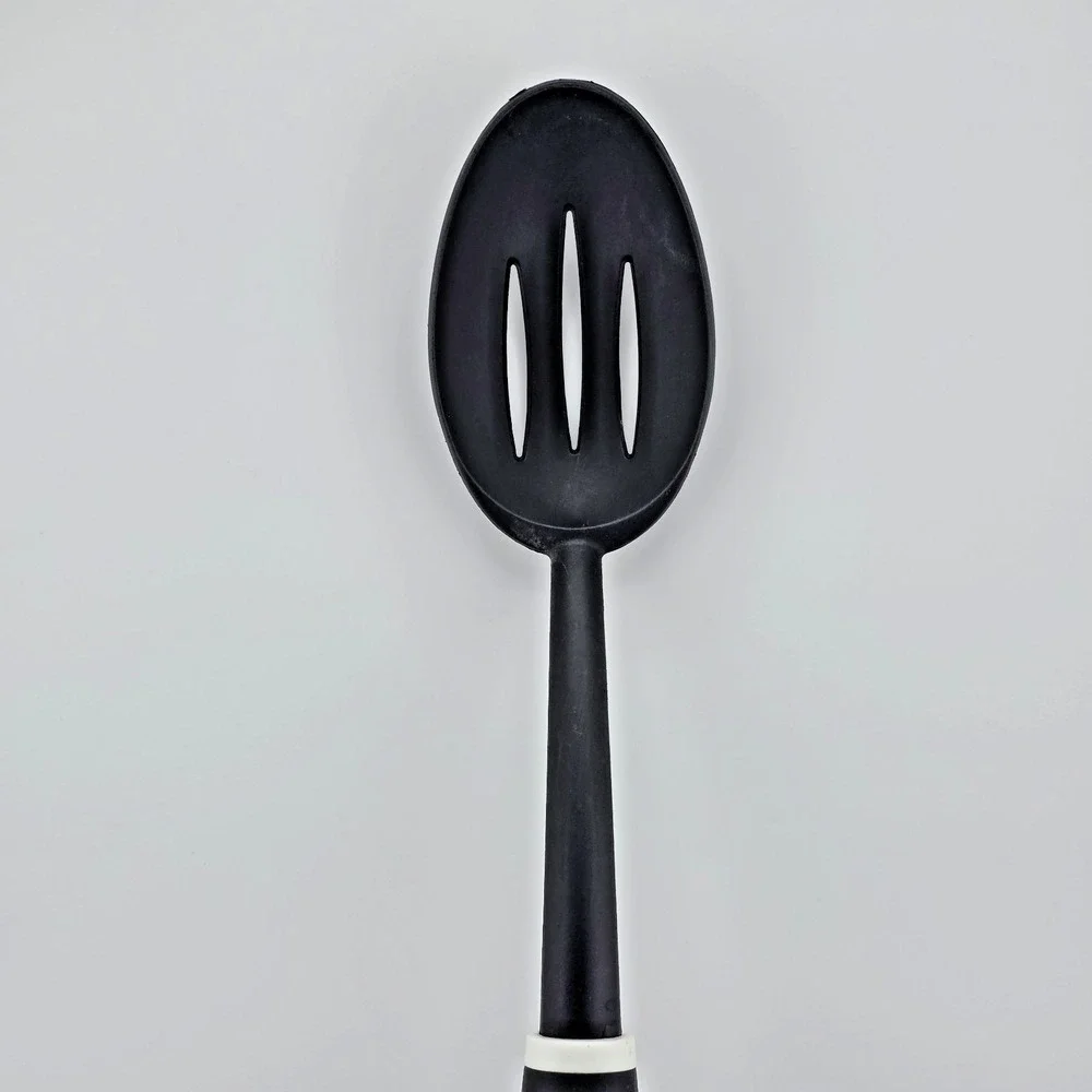 Betty Crocker Black & White  Plastic Slotted Spoon